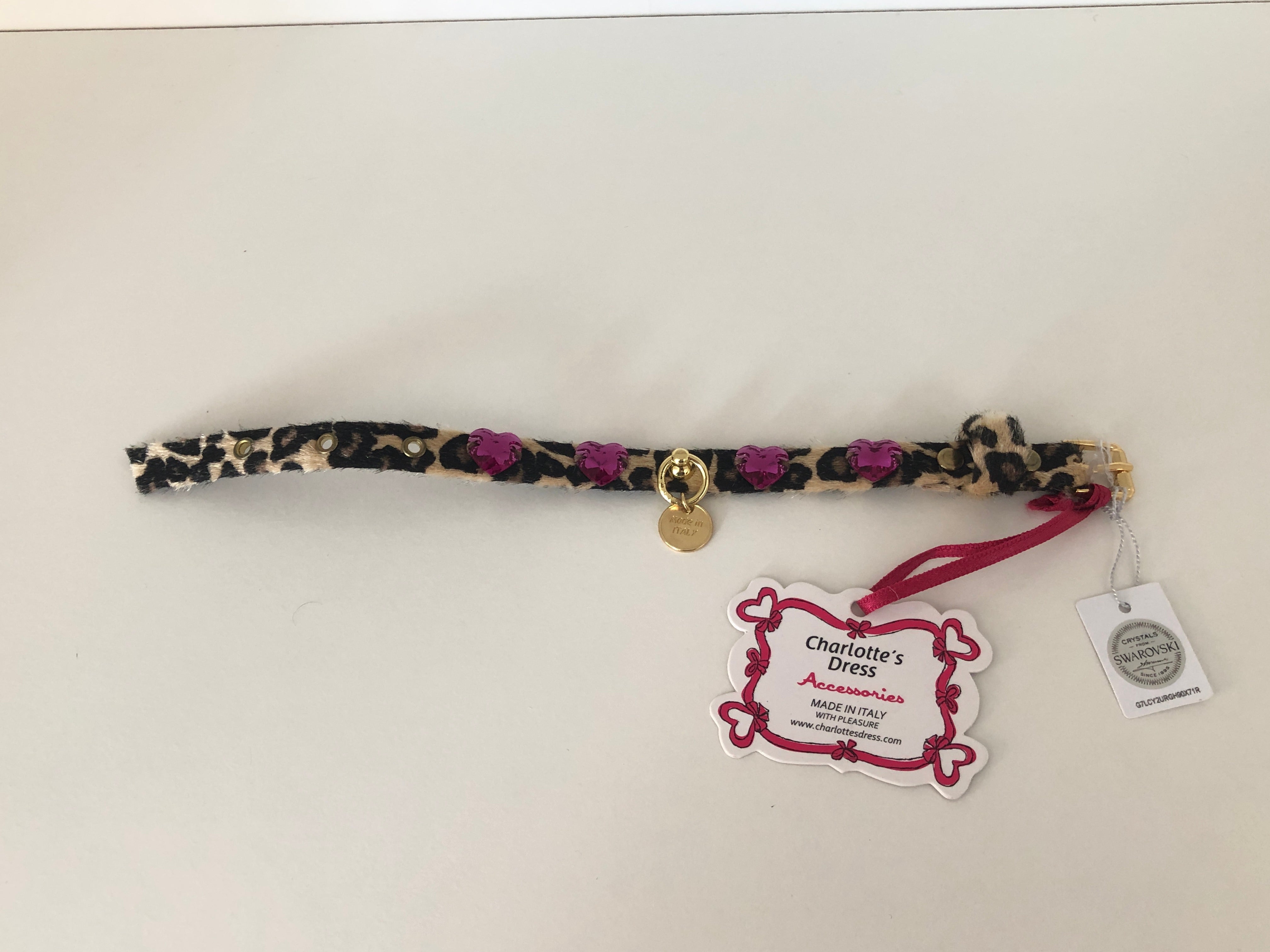 Collari Leopardati con cuori in Swarovski